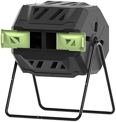 Rotating garden composter with green doors