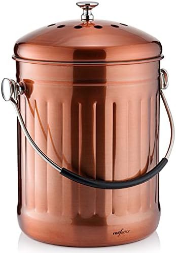 Matt copper finish countertop compost bin