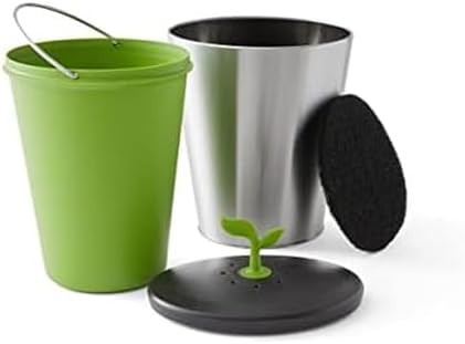 Steel grey countertop bin with filter