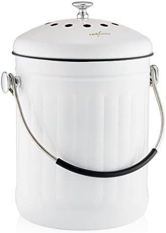White stainless steel kitchen scrap bin