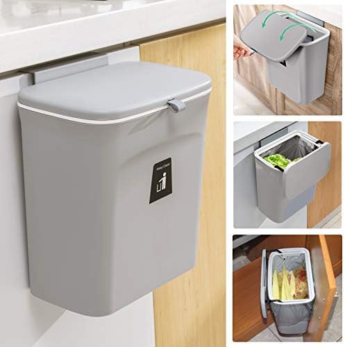 Grey mountable countertop compost bin