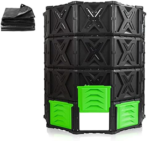 Large stationary green garden compost box