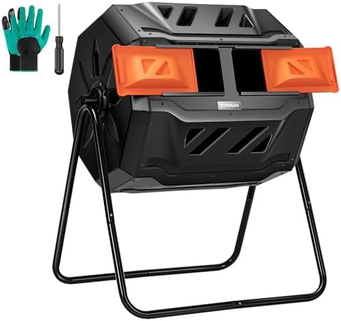 Dual chamber tumbling bin with orange doors