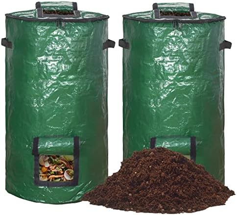 Two pack green outdoor compost bags