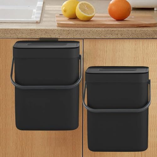 Black mountable under sink food bin
