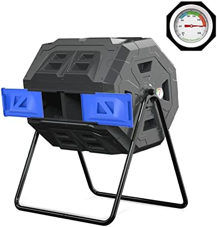 Dual chamber rotating bin with blue doors