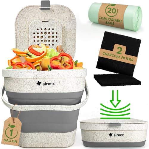 Collapsible wheat straw kitchen compost caddy