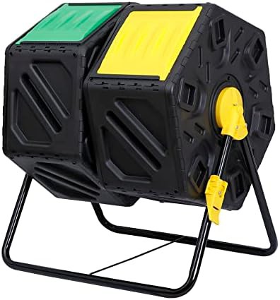 Dual chamber rotating garden compost tumbler