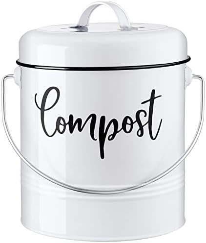 White kitchen compost bucket with charcoal filters