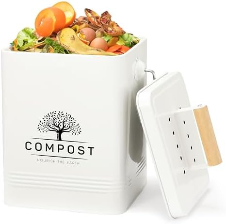 Cream white stationary food waste bin