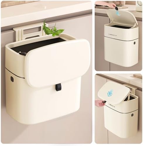 Off white hanging kitchen compost bin