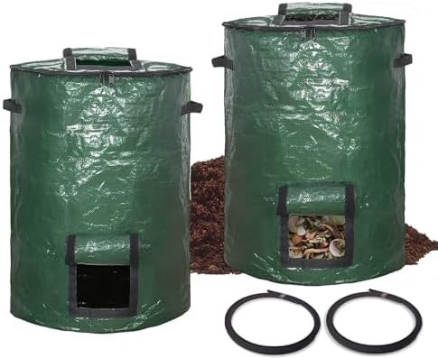 Large green foldable garden compost bags