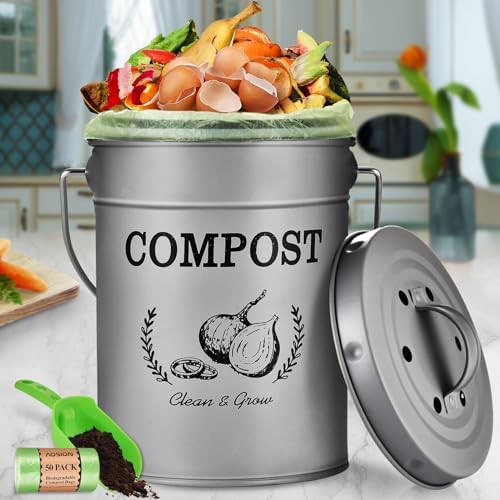 Compact stationary countertop compost bin 1Gal
