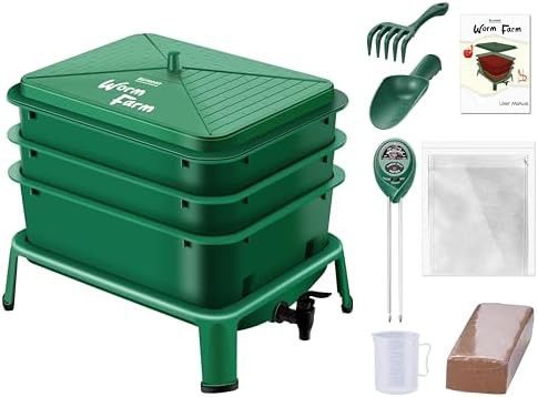Green three tray indoor worm bin
