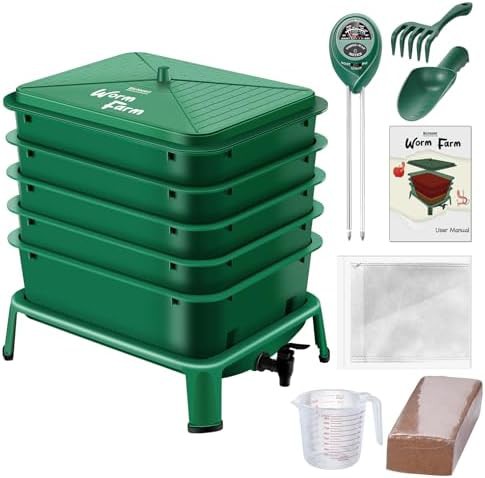 Green five tray multi-level composter