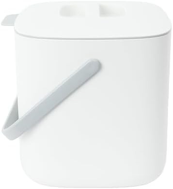 White stationary compact kitchen scrap bin
