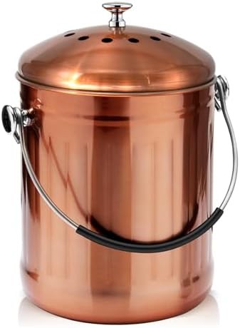 Copper finish countertop compost bin 1.3 gal