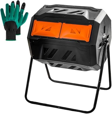 Rotating dual chamber tumbling composter