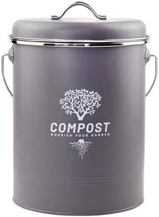 Gray galvanized steel countertop bucket