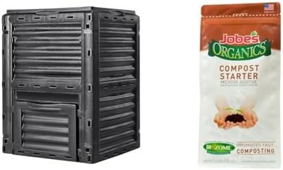 Stationary garden bin with organic starter fertilizer