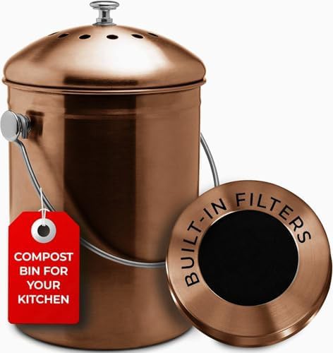 Copper plated countertop compost bin 1.3 gal