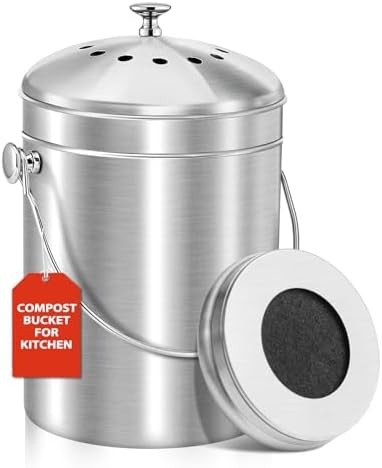 Stainless steel countertop compost bucket 1.3 gal