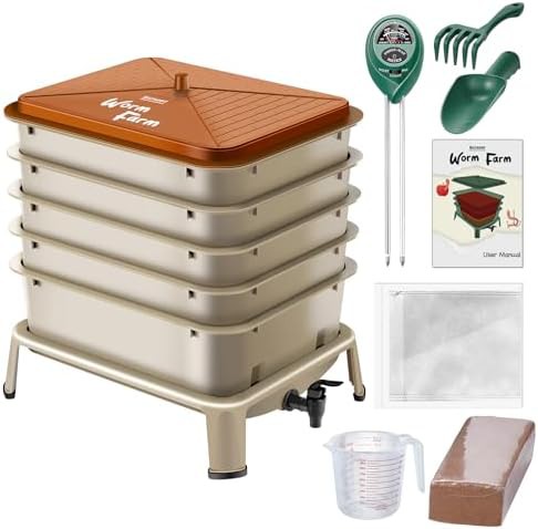 Gold five tray outdoor worm bin
