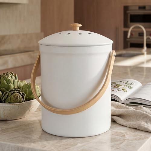 Matte black kitchen scrap container