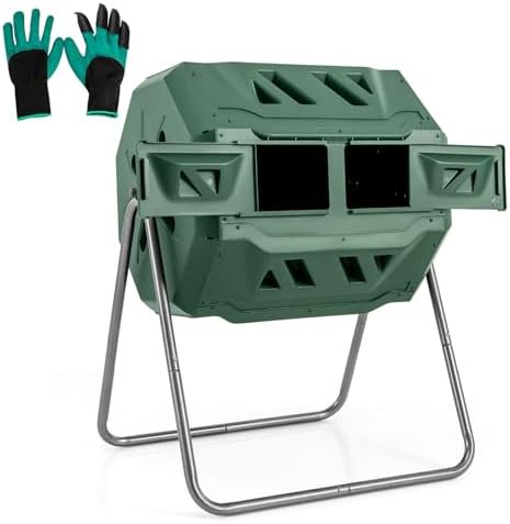 Metal frame dual chamber rotating composter