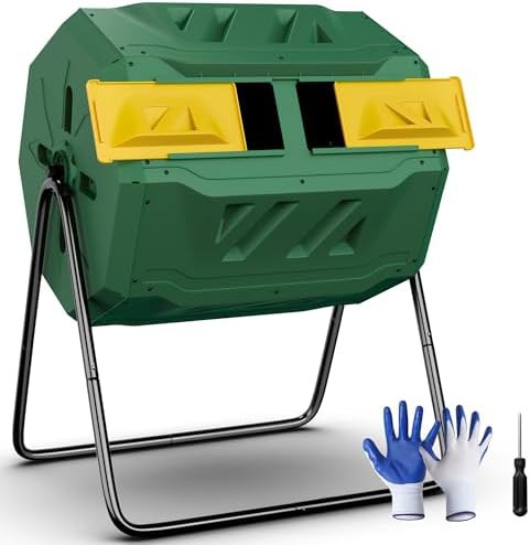 Rotating dual chamber bin with steel frame