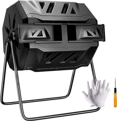 Black dual chamber rotating garden tumbler