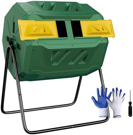 Green dual chamber rotating garden tumbler
