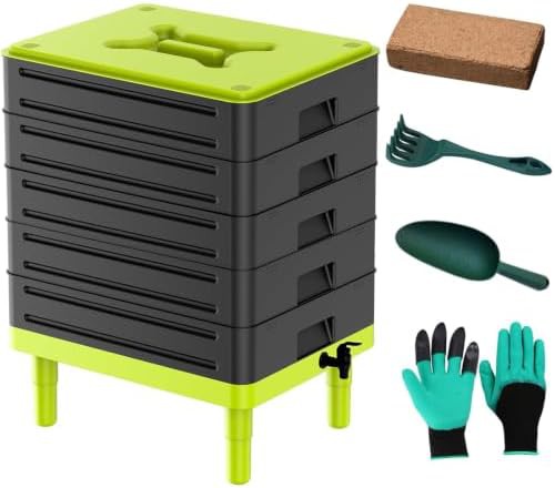 Five tray black worm farm 100L