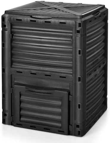 Black upright stationary composting bin