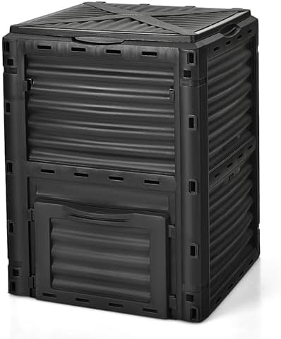 Black plastic upright garden compost box