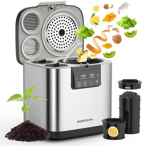 Black electric kitchen composter with LED timer