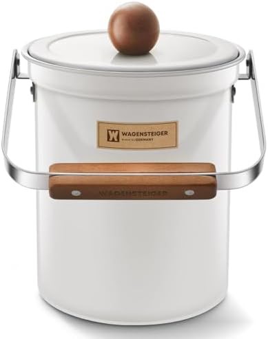 Bright white stainless steel countertop bin