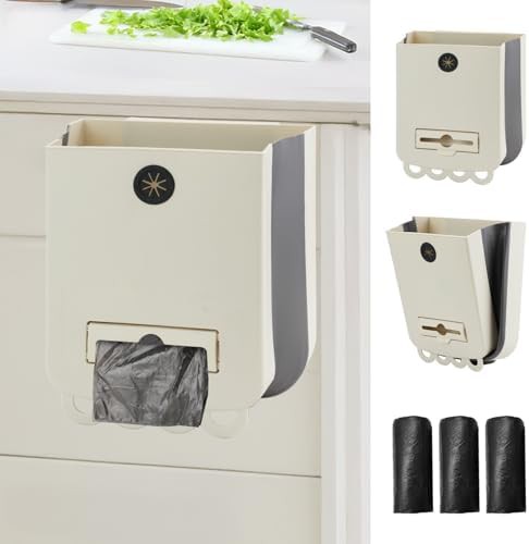 Collapsible hanging kitchen waste bin