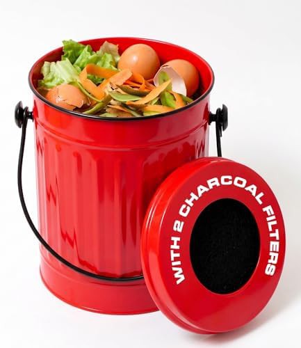 Red steel 1.5 gallon odor-free bin
