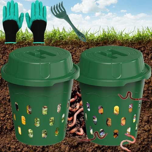 Green inground garden worm bin 2 pack