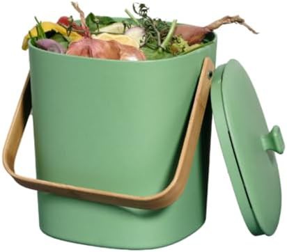 Avocado green plant based countertop compost bin