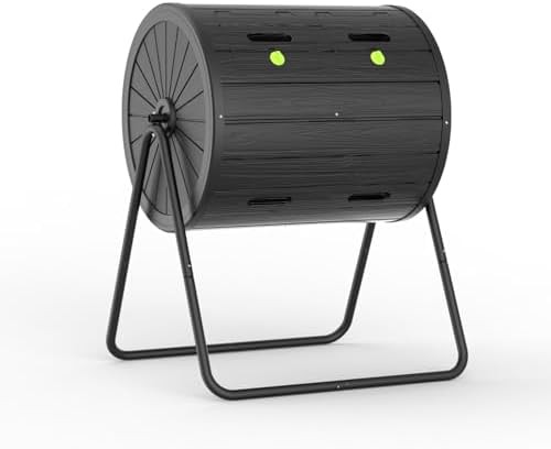 Black outdoor tumbling composter 43 gallon