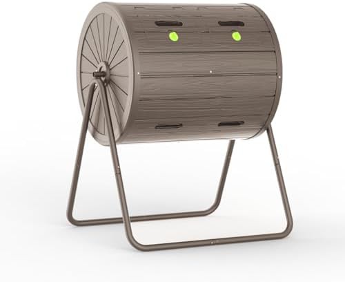Grey dual chamber tumbling composter 43 gallon