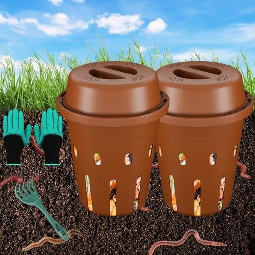 Tan mini underground worm bin two pack