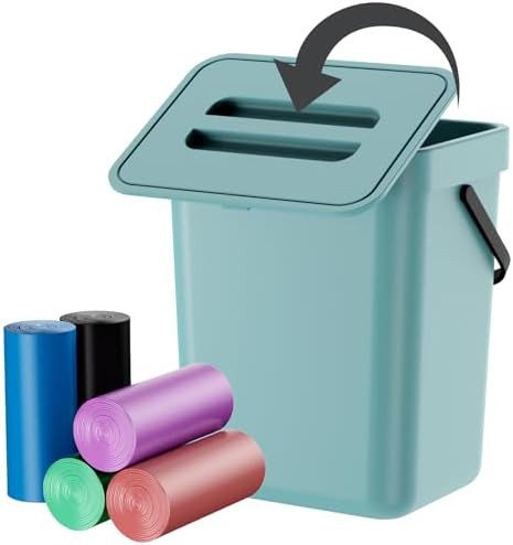 Blue hanging kitchen compost bin 1.3