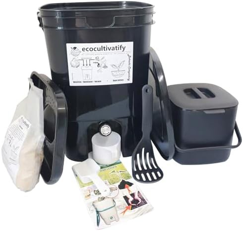 Black five gallon bokashi fermentation bin