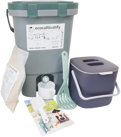 Grey five gallon bokashi kitchen bin