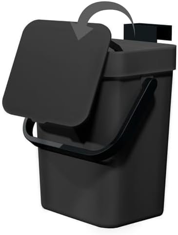 Black hanging kitchen compost bucket 0.8