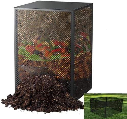 Large galvanized steel outdoor compost bin