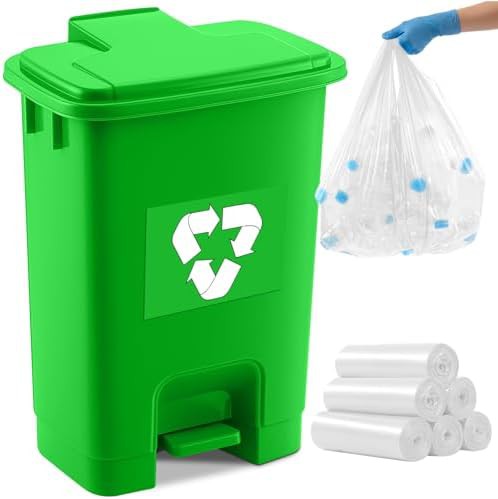 Green stationary outdoor bin 15L set